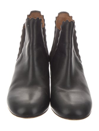 Chloé Leather Scalloped Accent Chelsea Boots