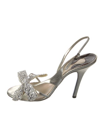 Chloé Leather Bow Accents Slingback Sandals