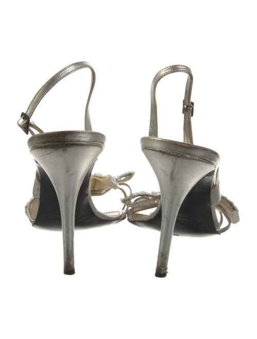 Chloé Leather Bow Accents Slingback Sandals