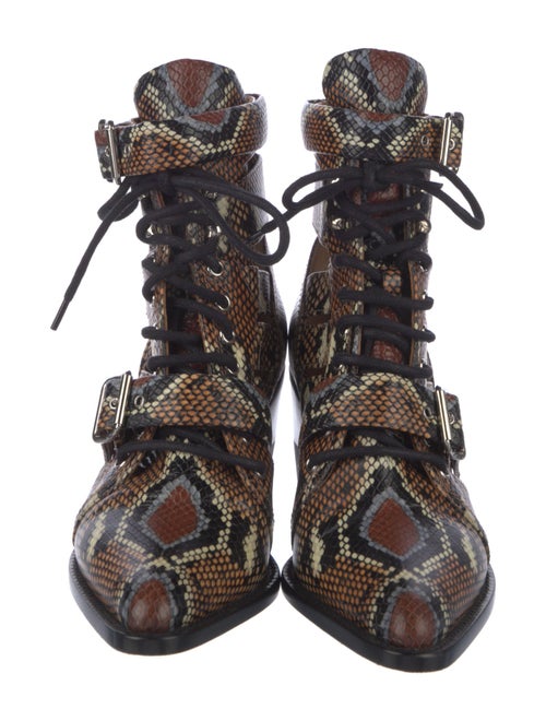 Chloé Rylee Embossed Leather Lace-Up Boots