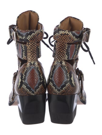 Chloé Rylee Embossed Leather Lace-Up Boots