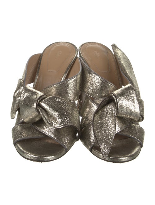 Chloé Leather Crystal Embellishments Slides