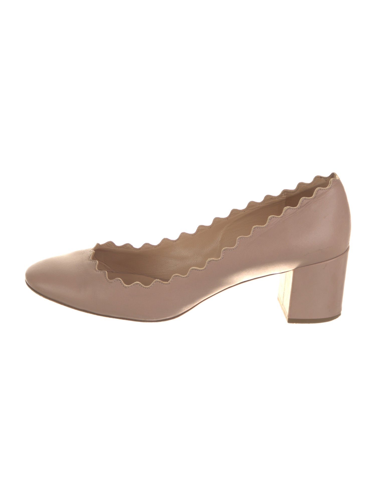 Chloé Leather Scalloped Accent Pumps