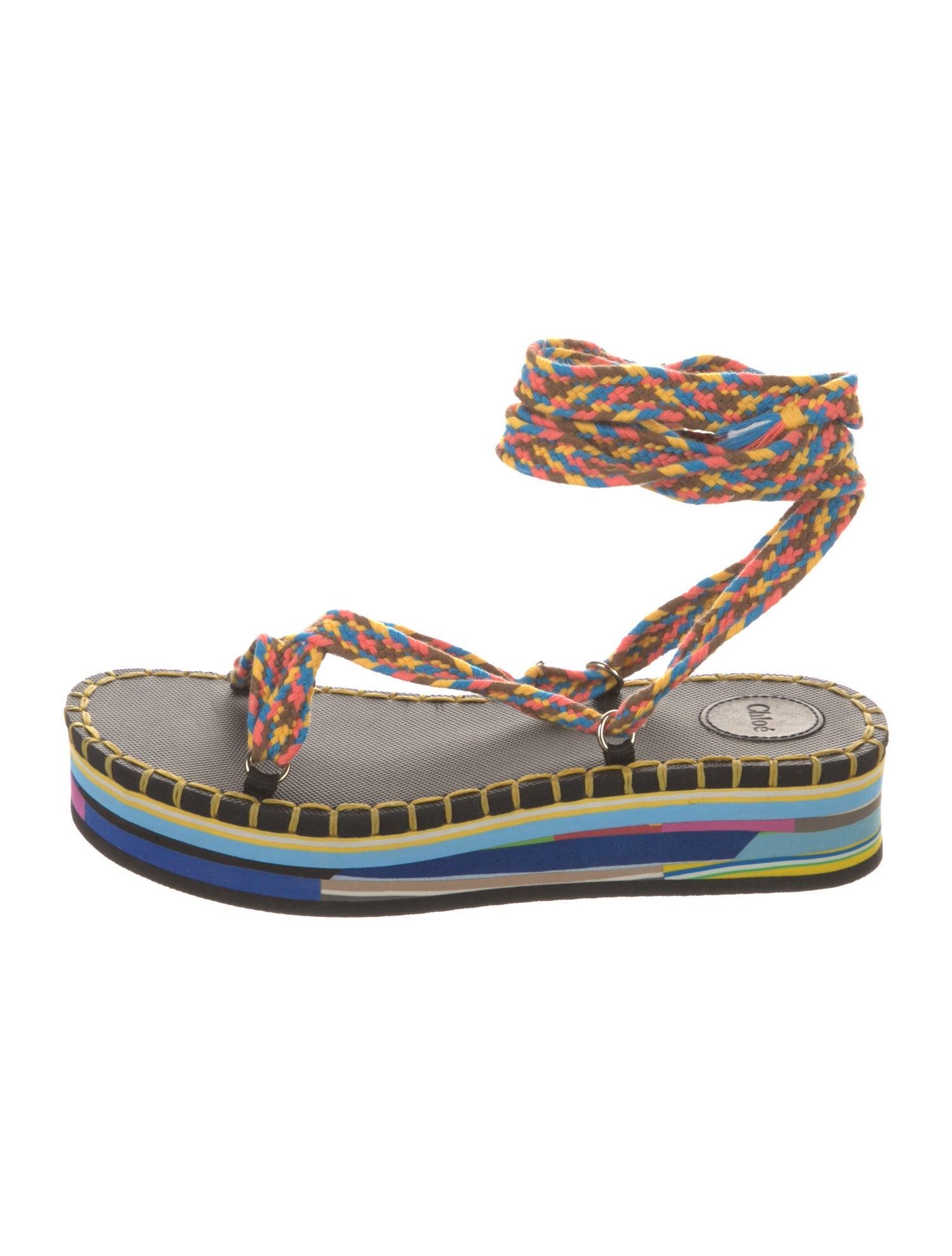 Chloé Printed Braided Accents Sandals