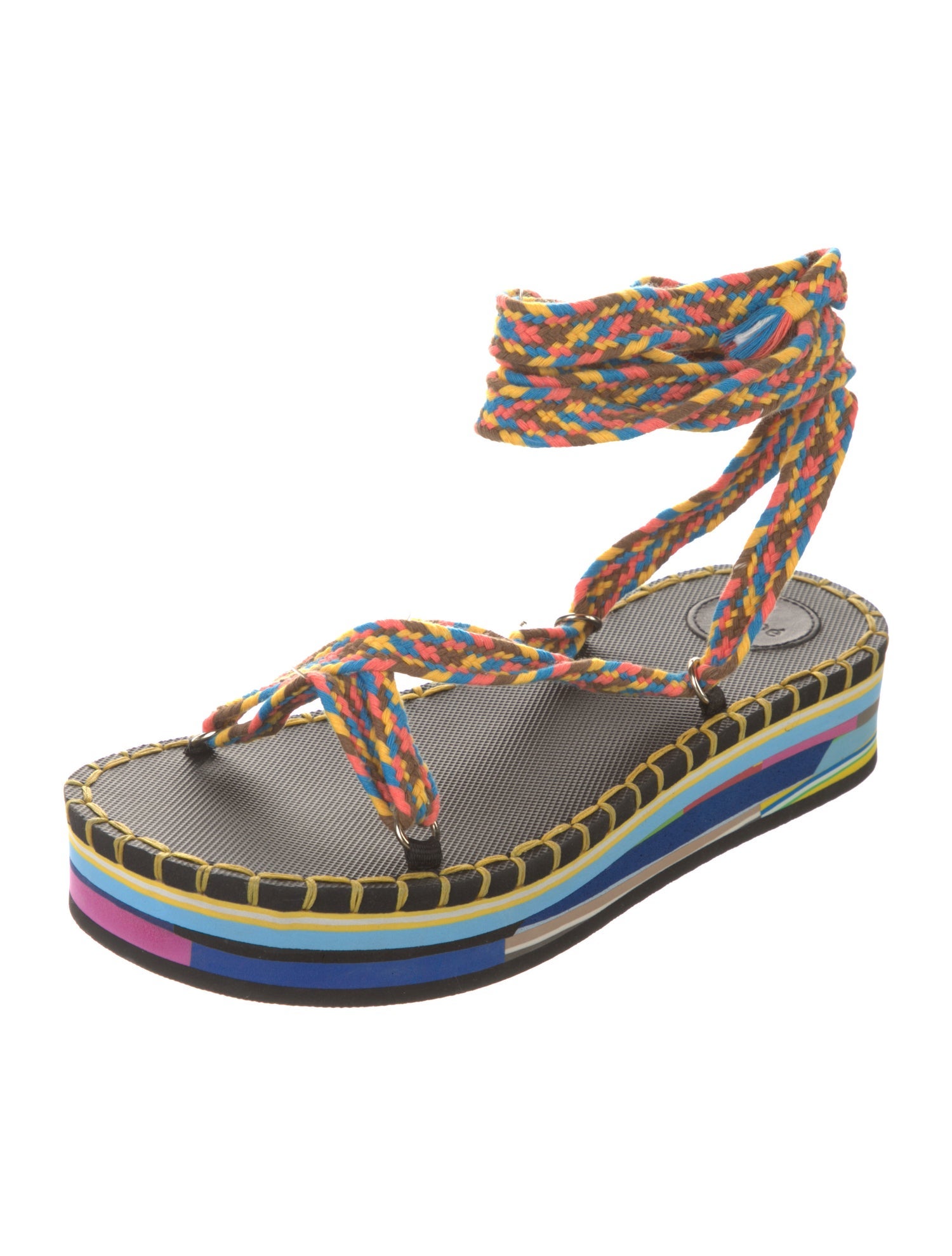 Chloé Printed Braided Accents Sandals