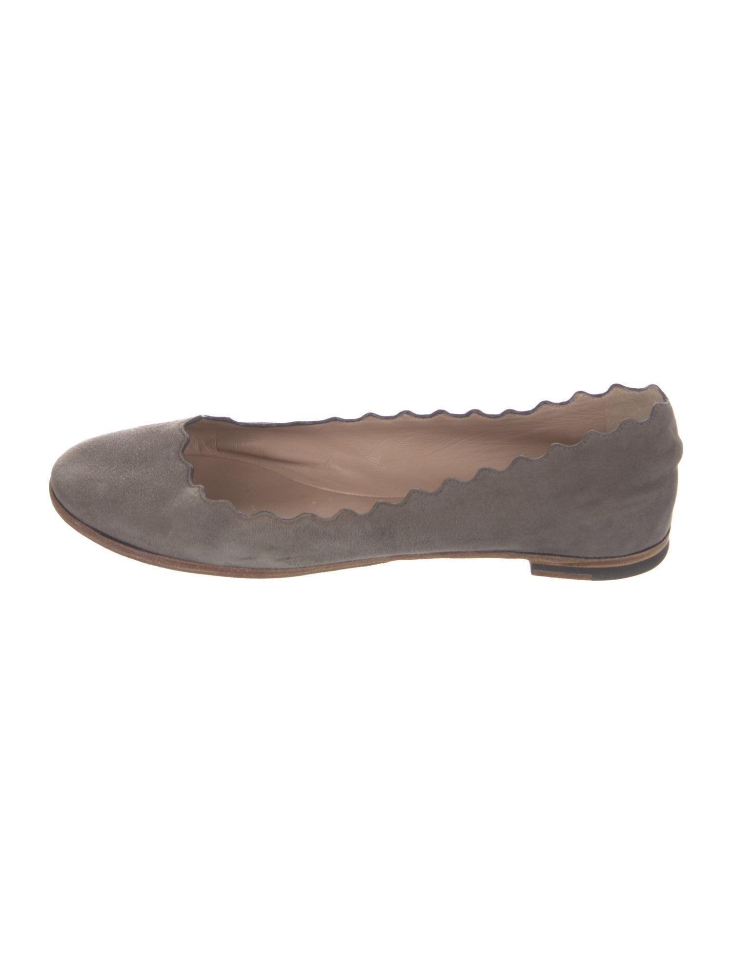 Chloé Suede Scalloped Accent Ballet Flats