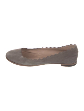 Chloé Suede Scalloped Accent Ballet Flats