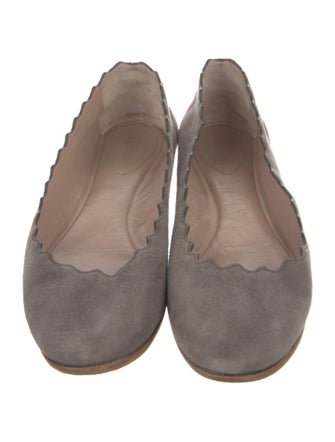 Chloé Suede Scalloped Accent Ballet Flats
