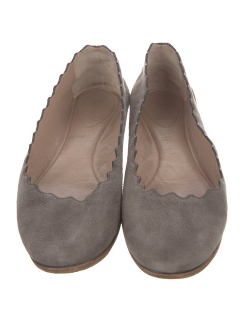 Chloé Suede Scalloped Accent Ballet Flats