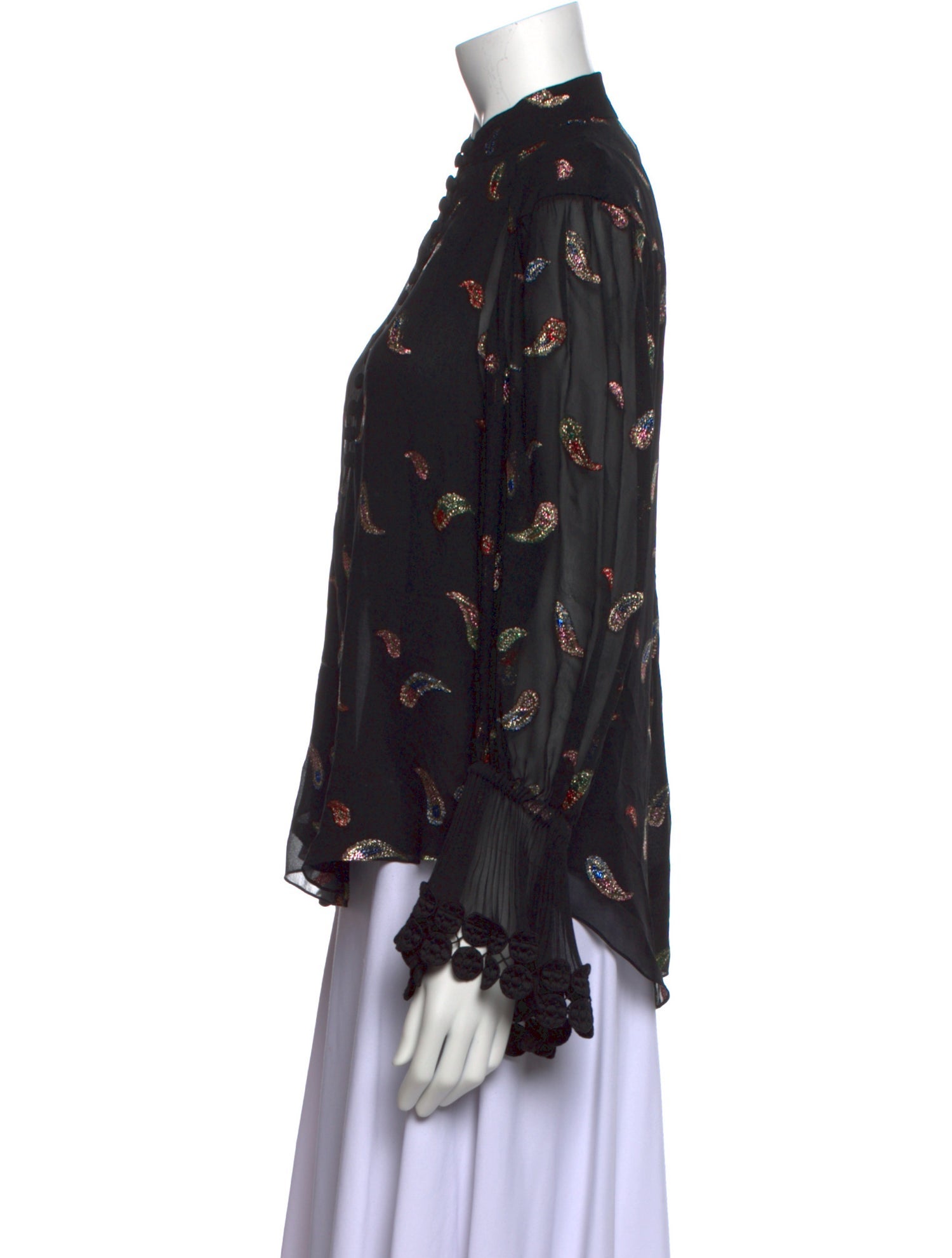 Chloé Paisley Print Mock Neck Blouse