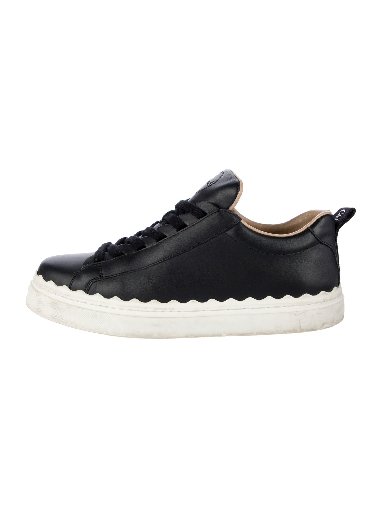 Chloé Leather Scalloped Accent Sneakers