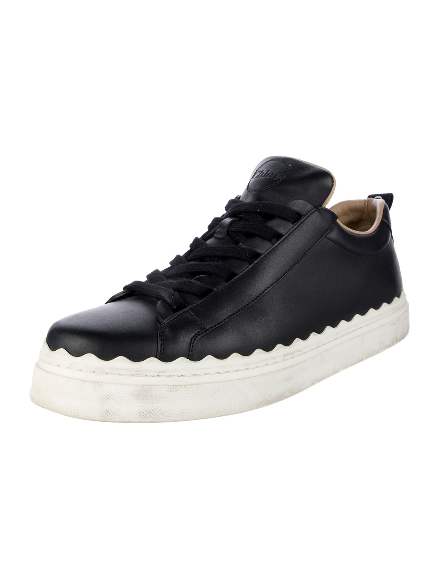 Chloé Leather Scalloped Accent Sneakers