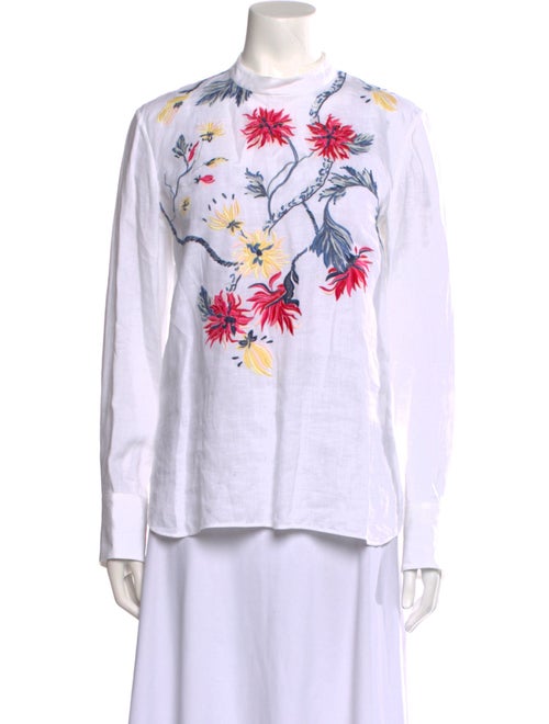 Chloé Linen Graphic Print Button-Up Top