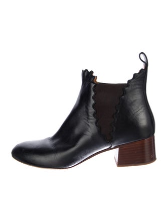 Chloé Leather Scalloped Accent Chelsea Boots