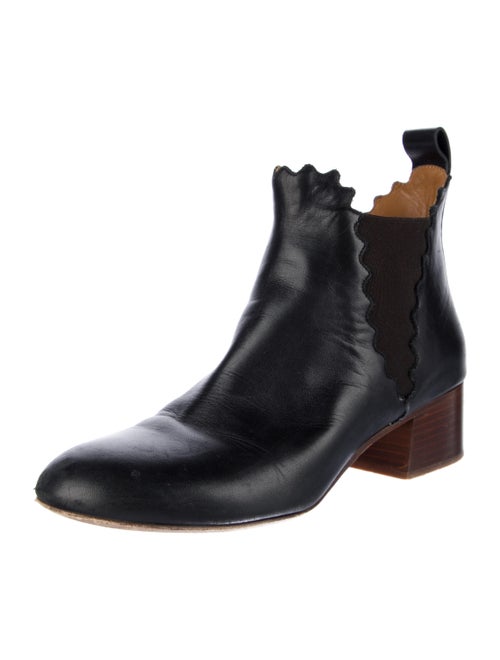 Chloé Leather Scalloped Accent Chelsea Boots