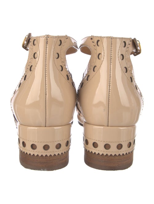 Chloé Patent Leather Lasercut Accents T-Strap Pumps