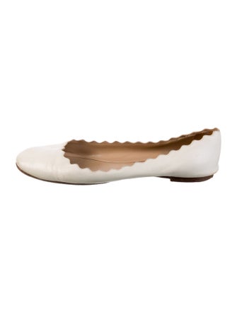 Chloé Leather Scalloped Accent Ballet Flats