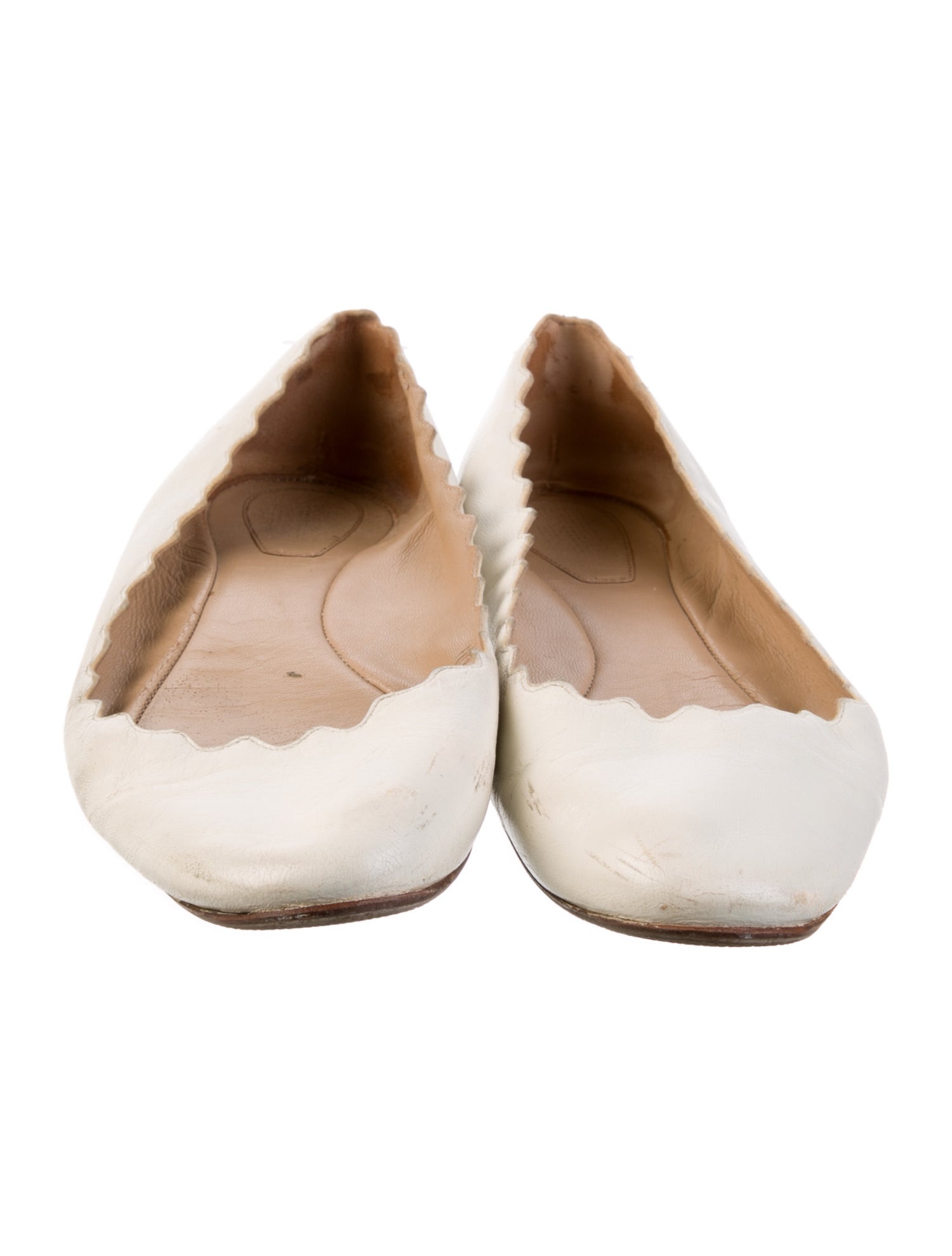 Chloé Leather Scalloped Accent Ballet Flats