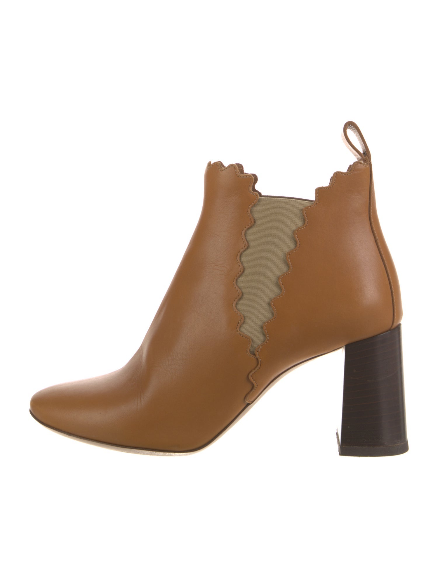 Chloé Leather Scalloped Accent Chelsea Boots