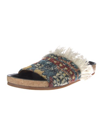 Chloé Patterned Fringe Trim Accent Slides