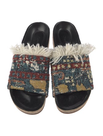Chloé Patterned Fringe Trim Accent Slides