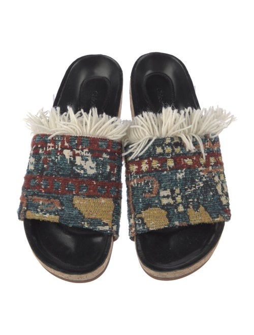 Chloé Patterned Fringe Trim Accent Slides