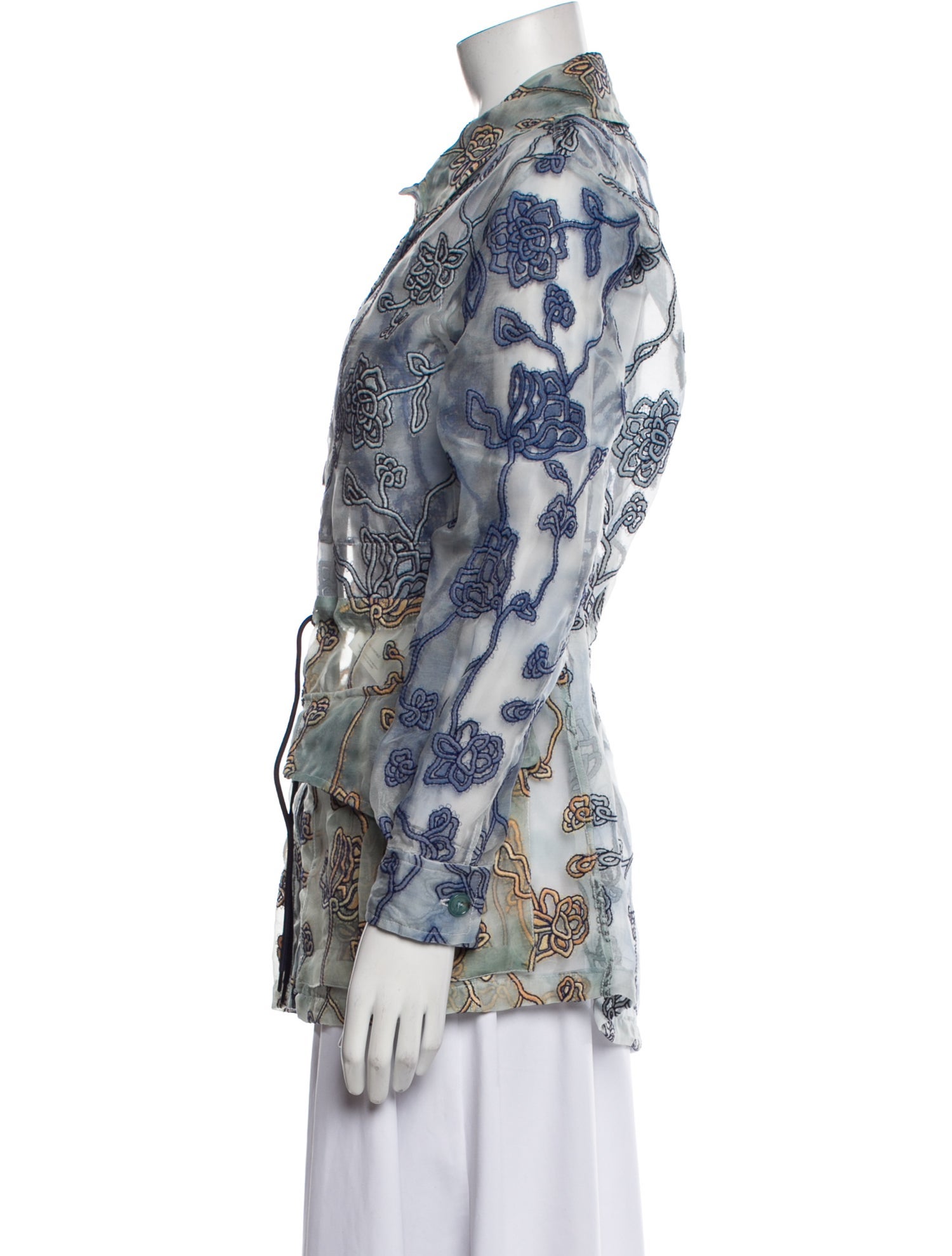 Chloé Silk Floral Print Denim Jacket