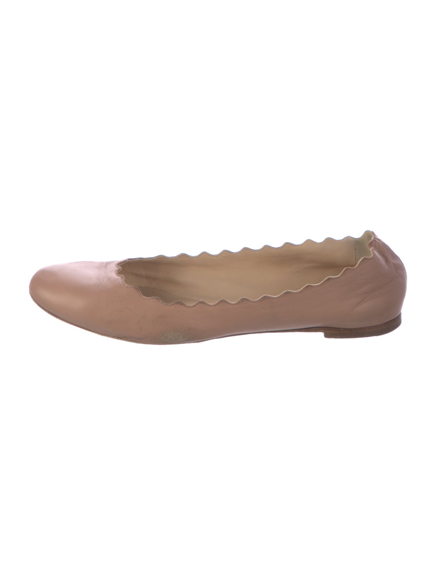 Chloé Leather Scalloped Accent Ballet Flats