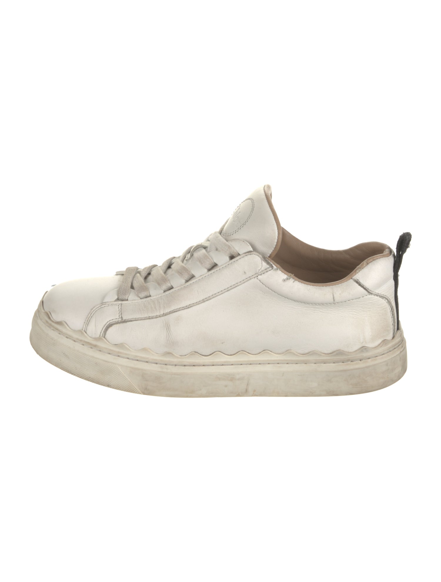 Chloé Leather Scalloped Accent Sneakers