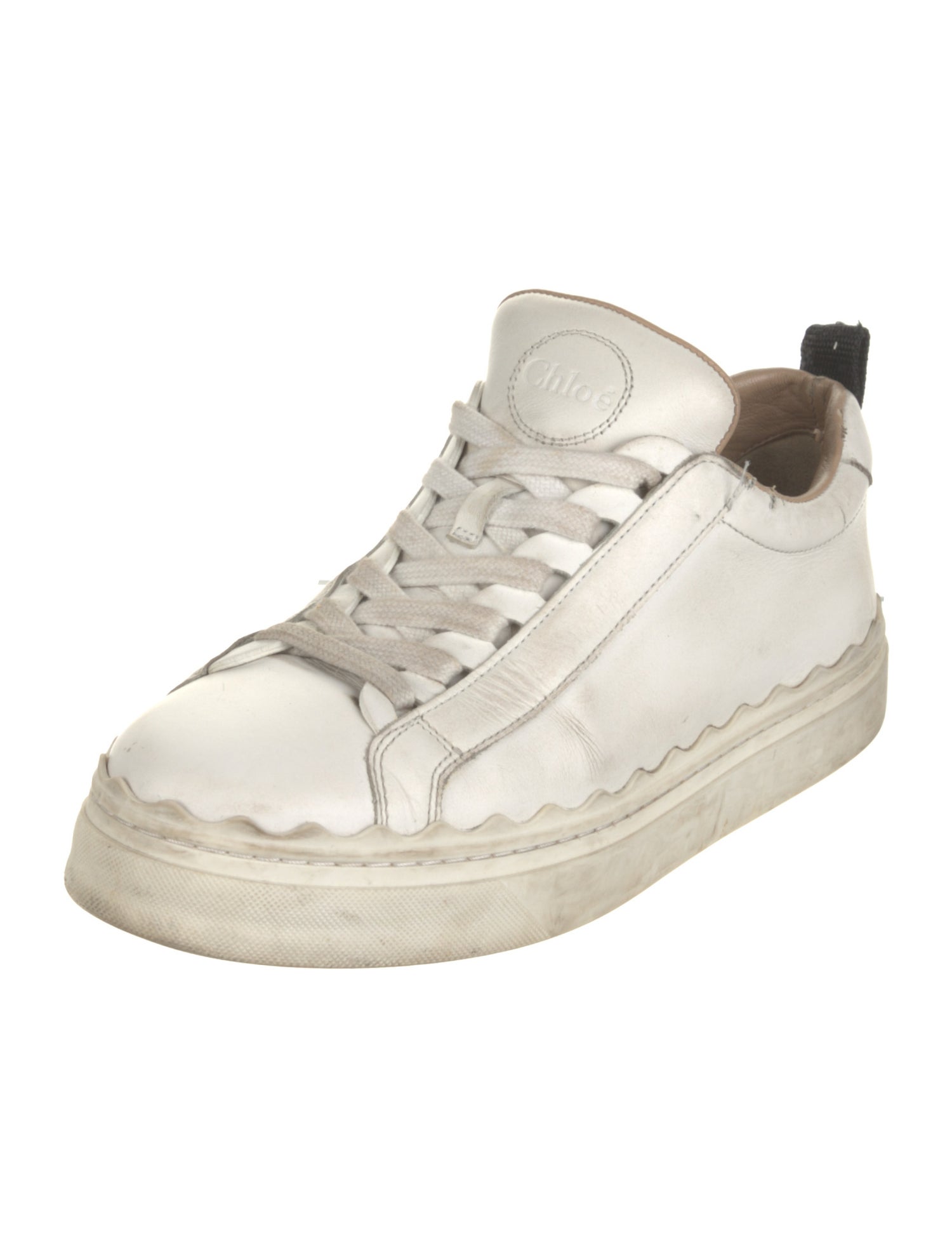 Chloé Leather Scalloped Accent Sneakers