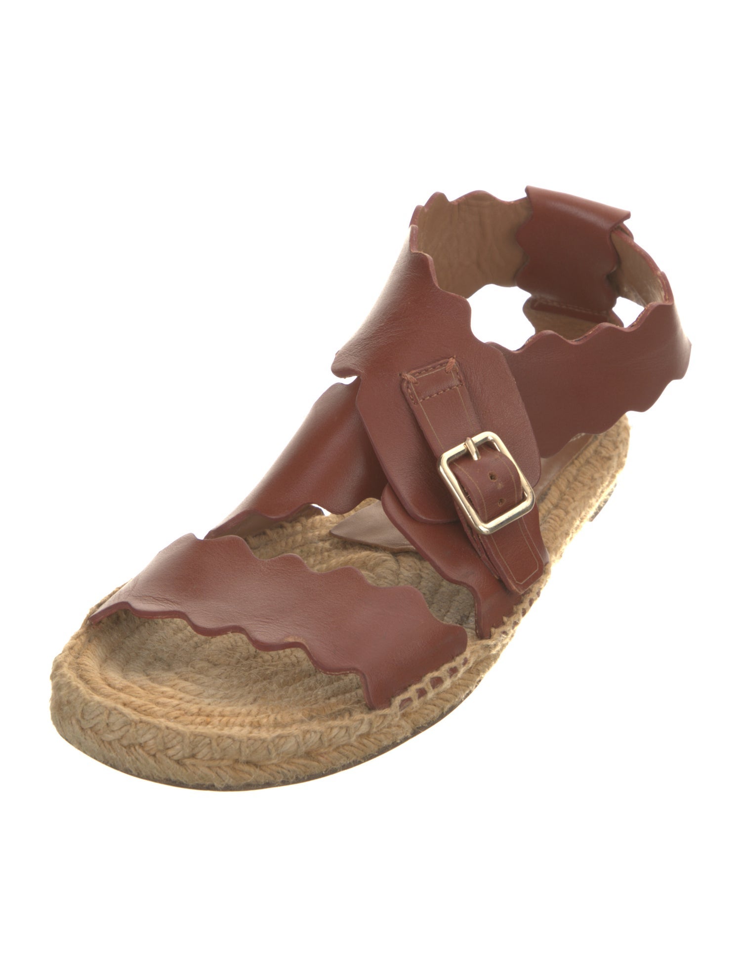 Chloé Leather Scalloped Accent Espadrilles