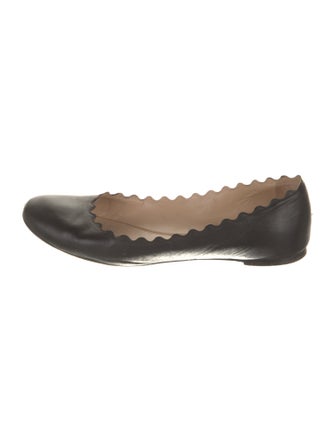 Chloé Leather Scalloped Accent Ballet Flats