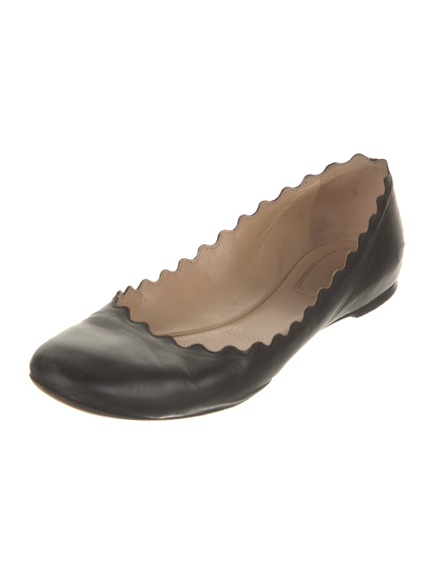 Chloé Leather Scalloped Accent Ballet Flats