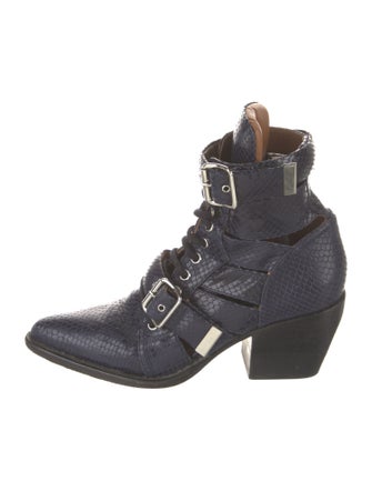 Chloé Leather Animal Print Lace-Up Boots