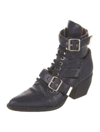 Chloé Leather Animal Print Lace-Up Boots