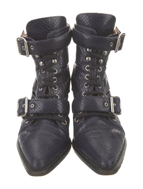 Chloé Leather Animal Print Lace-Up Boots