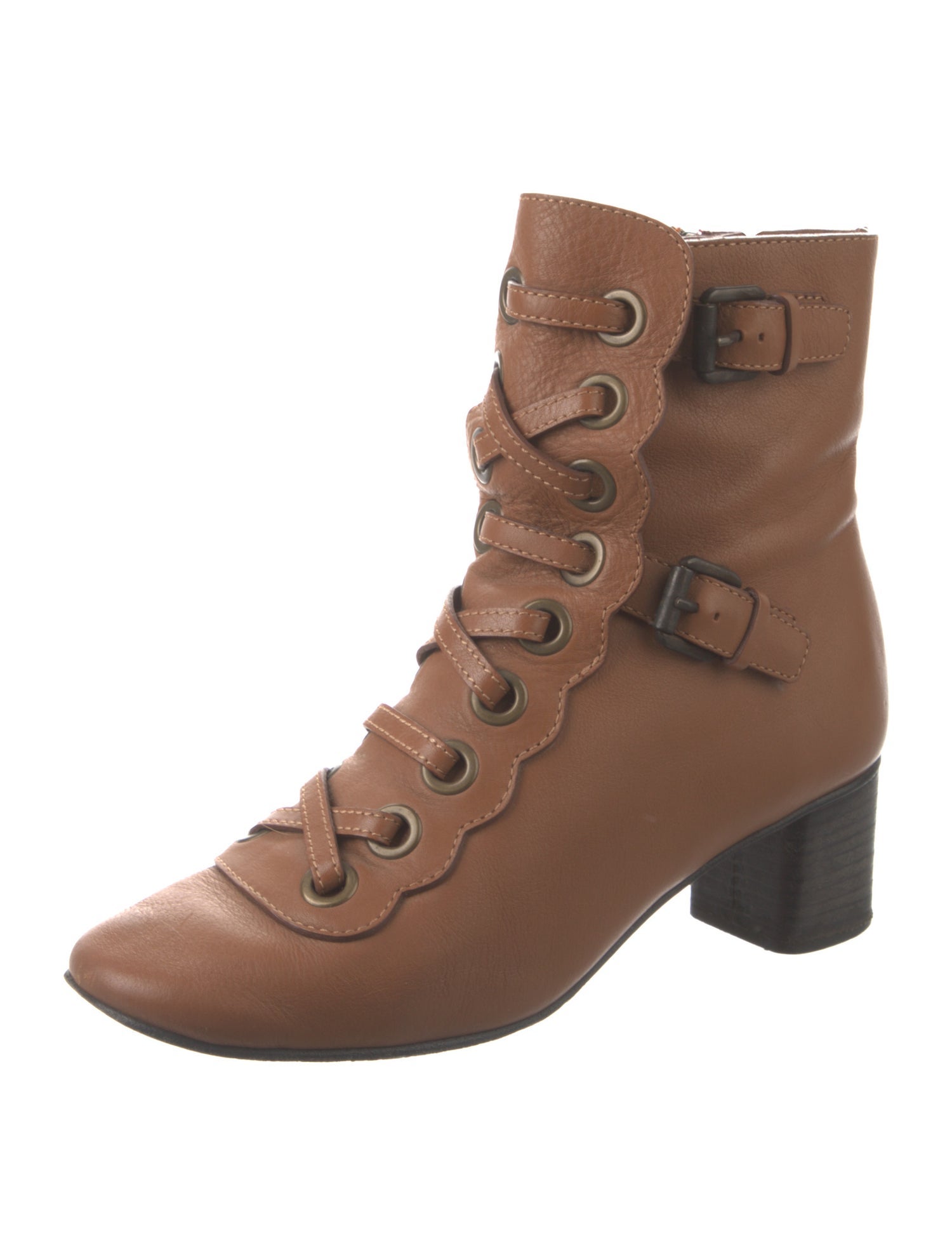 Chloé Leather Combat Boots