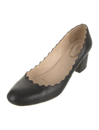 Chloé Leather Scalloped Accent Pumps
