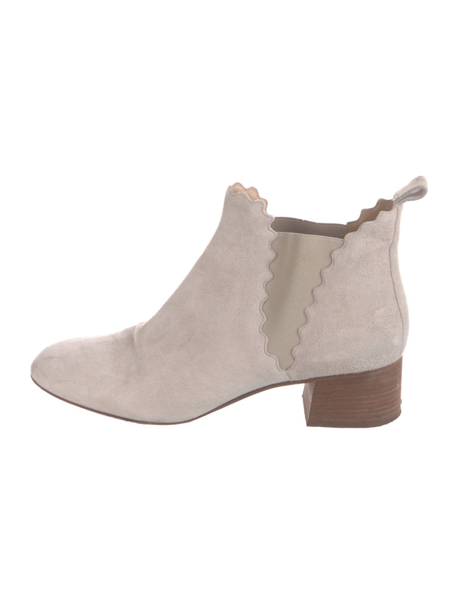 Chloé Suede Scalloped Accent Chelsea Boots