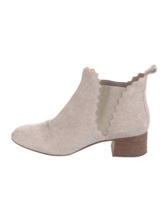 Chloé Suede Scalloped Accent Chelsea Boots