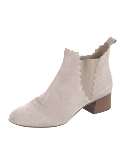Chloé Suede Scalloped Accent Chelsea Boots