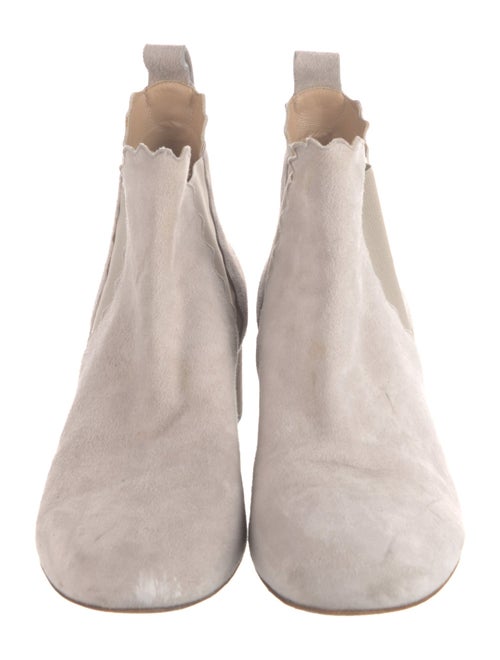 Chloé Suede Scalloped Accent Chelsea Boots