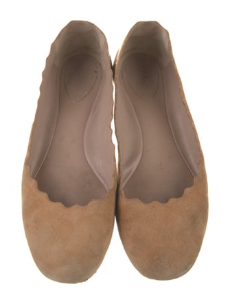 Chloé Suede Scalloped Accent Ballet Flats