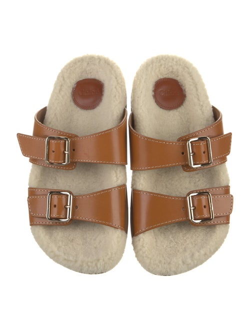 Chloé Leather Fur Trim Slides