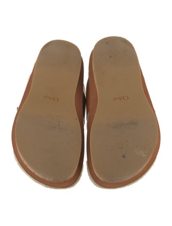 Chloé Leather Fur Trim Slides
