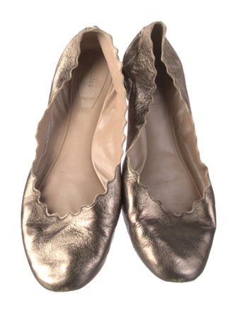 Chloé Leather Scalloped Accent Ballet Flats