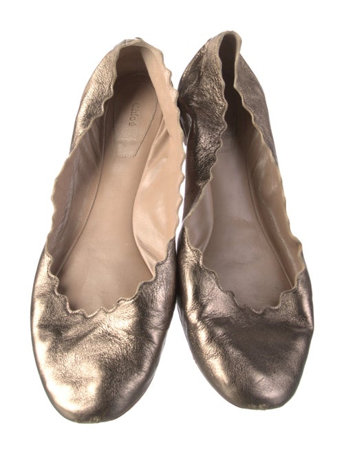 Chloé Leather Scalloped Accent Ballet Flats