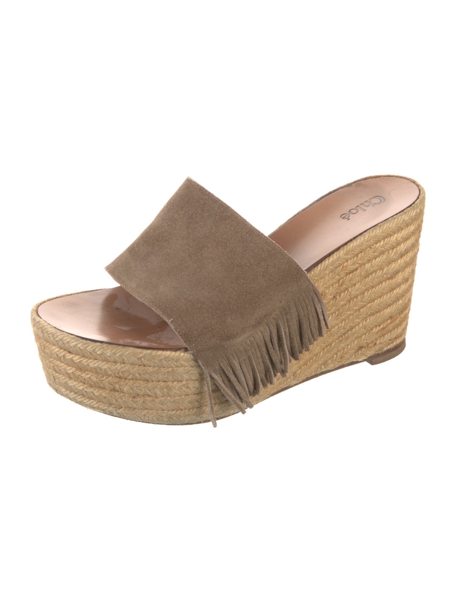 Chloé Suede Fringe Trim Accent Espadrilles
