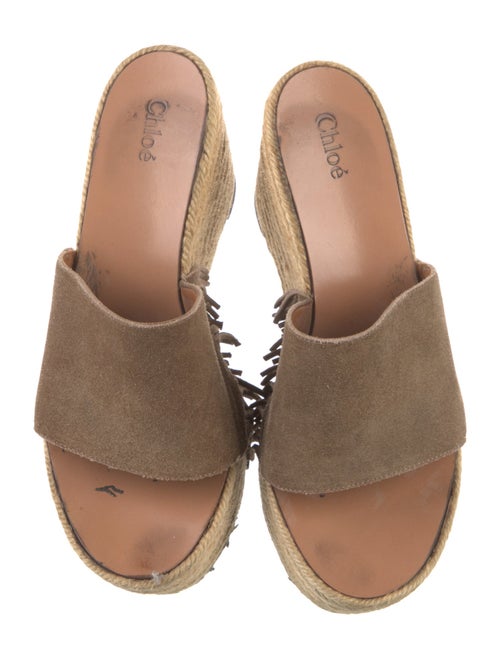 Chloé Suede Fringe Trim Accent Espadrilles