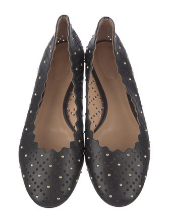 Chloé Leather Studded Accents Ballet Flats